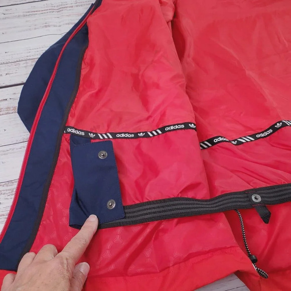 Adidas 10K Riding Jacket Mens XL Navy Red Hooded Windbreaker Snowboard Gorpcore - Picture 10 of 16